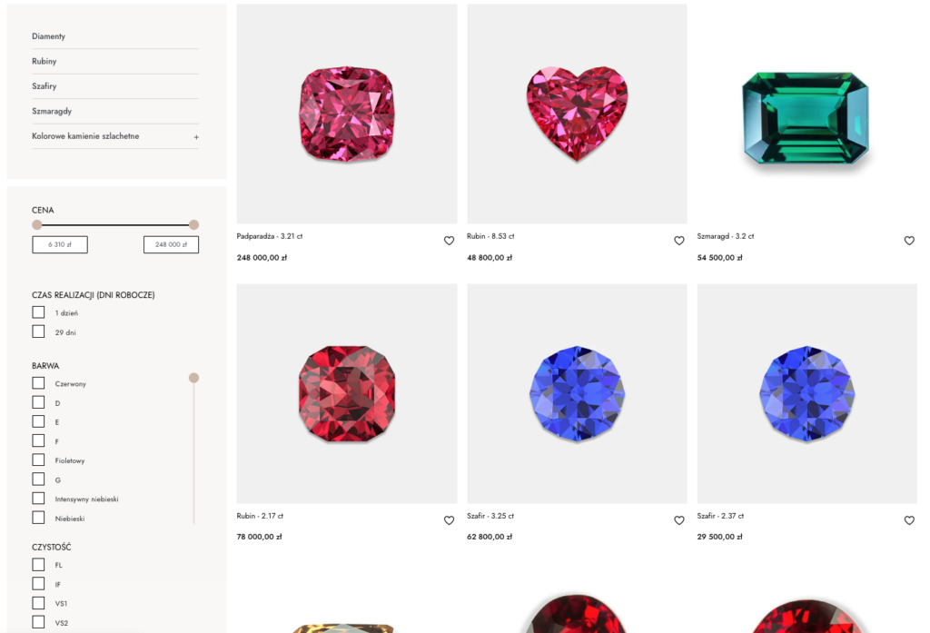 Strona kategorii (listing) z rozbudowanym systemem filtrowania produktów w sklepie Goldenmark na PrestaShop.