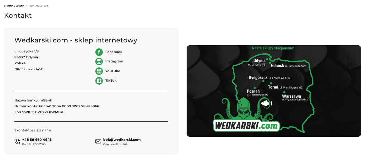 Dane firmy i kontakt – Moduł Informacje kontaktowe PrestaShop