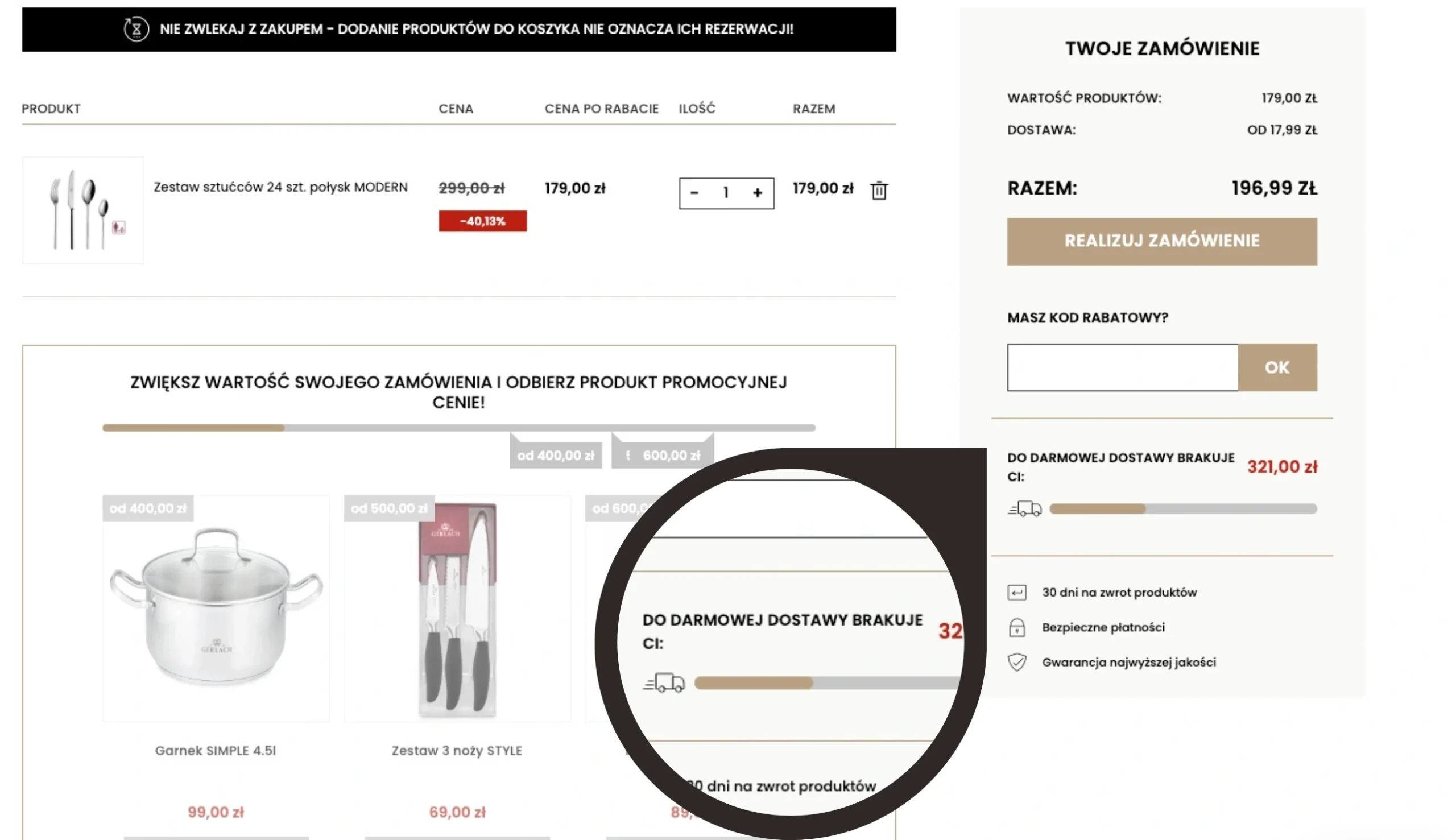 Komunikat o darmowej dostawie w koszyku – Moduł Darmowa Dostawa PrestaShop