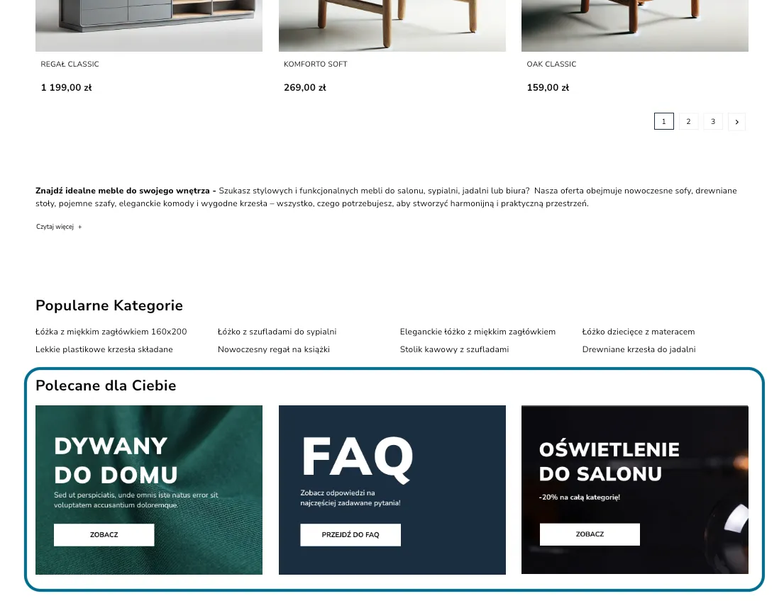 Banery pod listą produktów – Moduł PrestaShop SEO Booster Kategorii