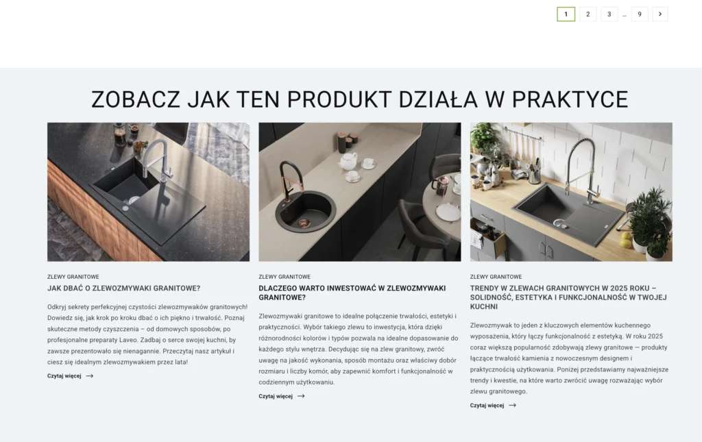 Funkcjonalność listy ulubionych produktów w sklepie Laveo, umożliwiająca zapisywanie armatury na później.