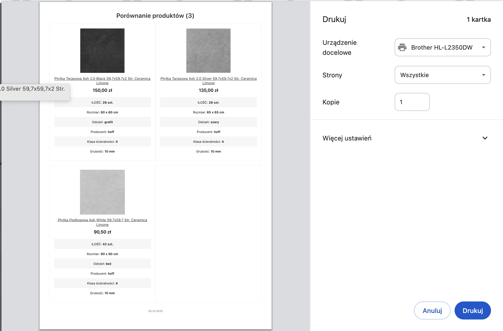 Moduł Porównywarka Produktów PrestaShop - porównanie cech w tabeli - Waynet.